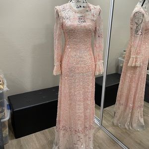 NWT Needle & Thread Patchwork Sequin Gown - Pink / US 4